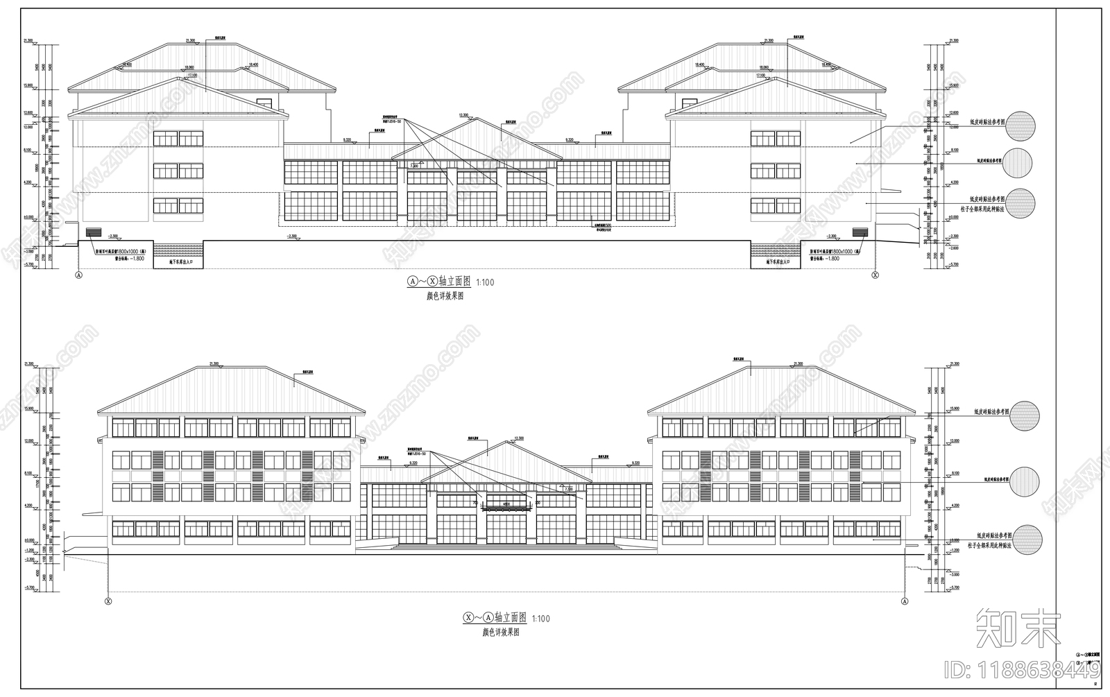 现代办公楼建筑cad施工图下载【ID:1188638449】
