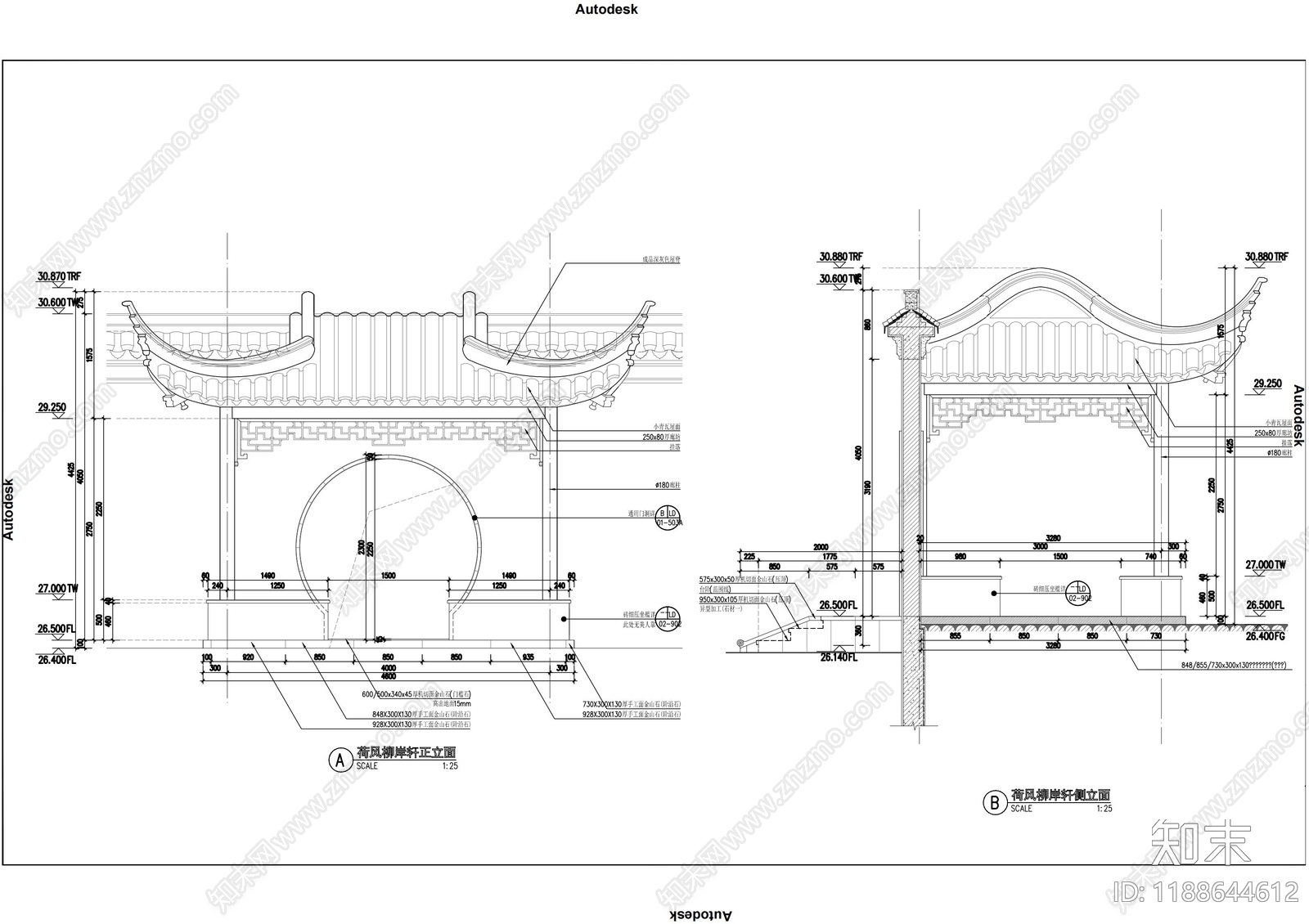 仿古建筑cad施工图下载【ID:1188644612】