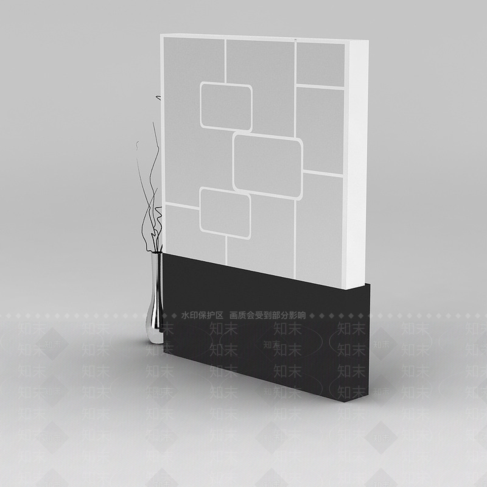 现代黑白拼色实木酒柜3D模型下载【ID:1188652471】