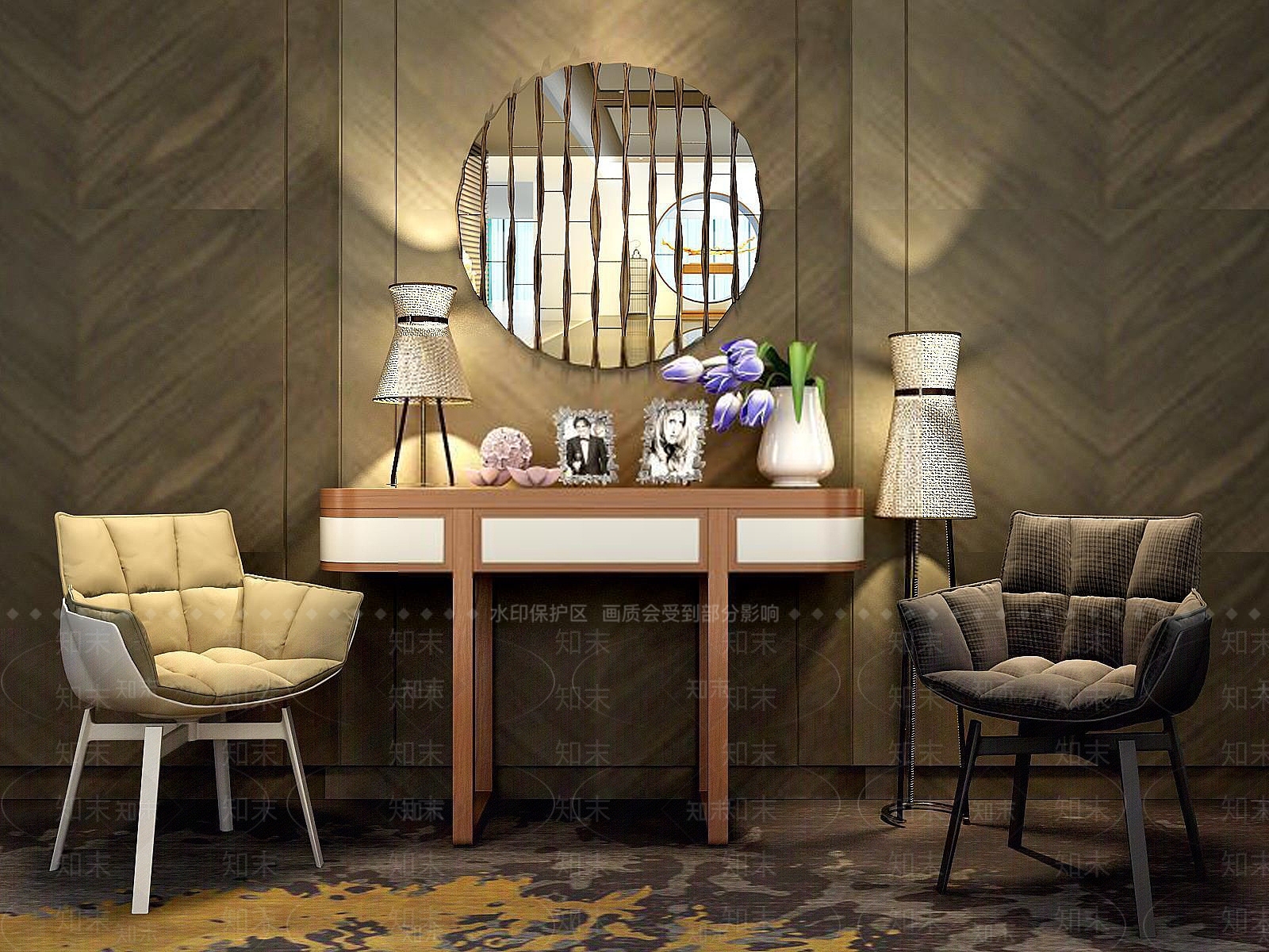 北欧简约桌椅家具组合3D模型下载【ID:1188653233】