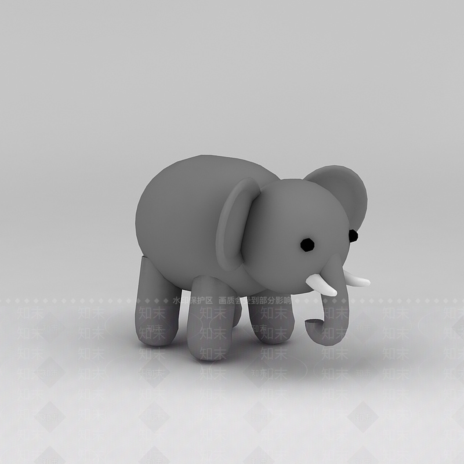 现代儿童玩具玩偶灰色小象3D模型下载【ID:1188654282】