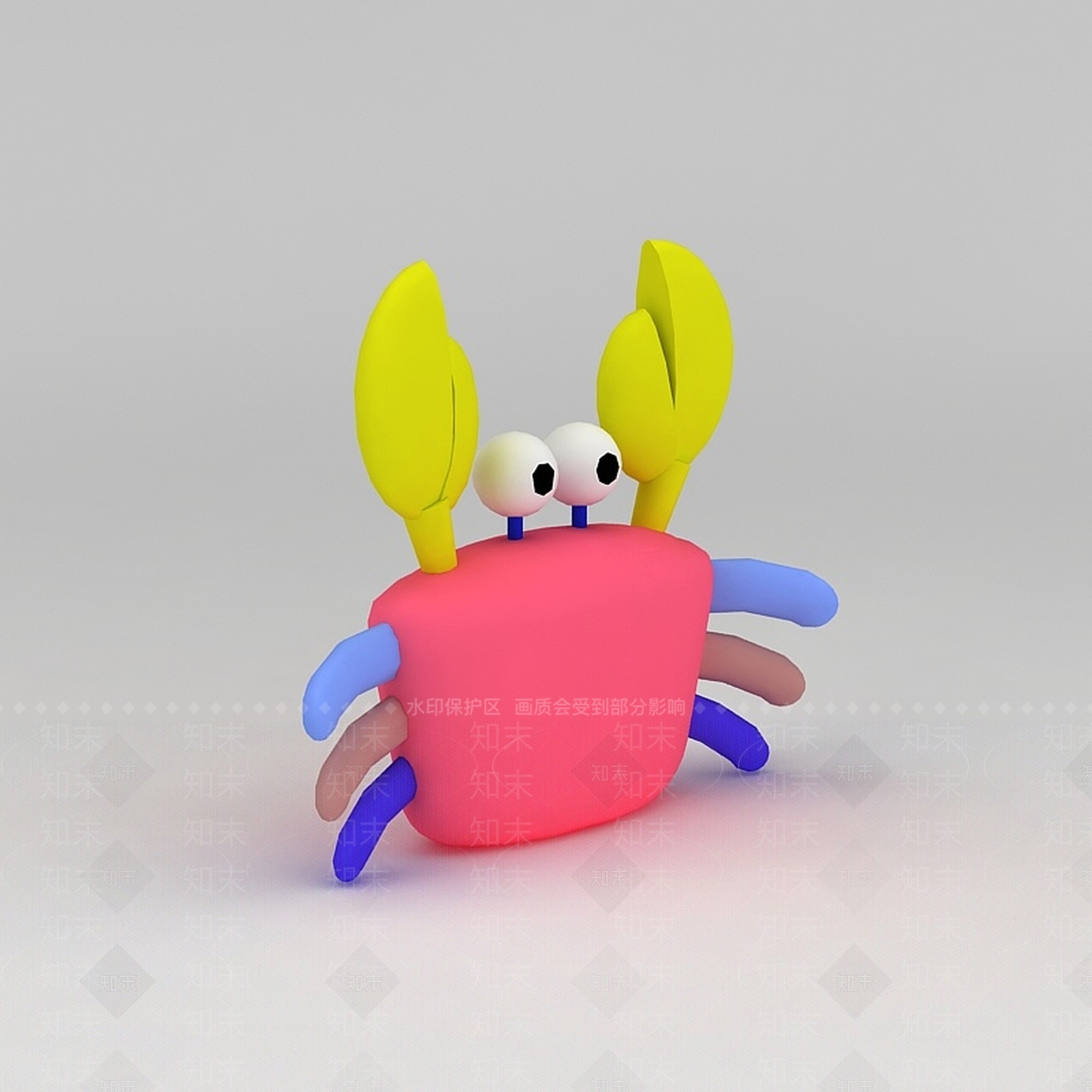 现代儿童玩具玩偶彩色小螃蟹3D模型下载【ID:1188654883】