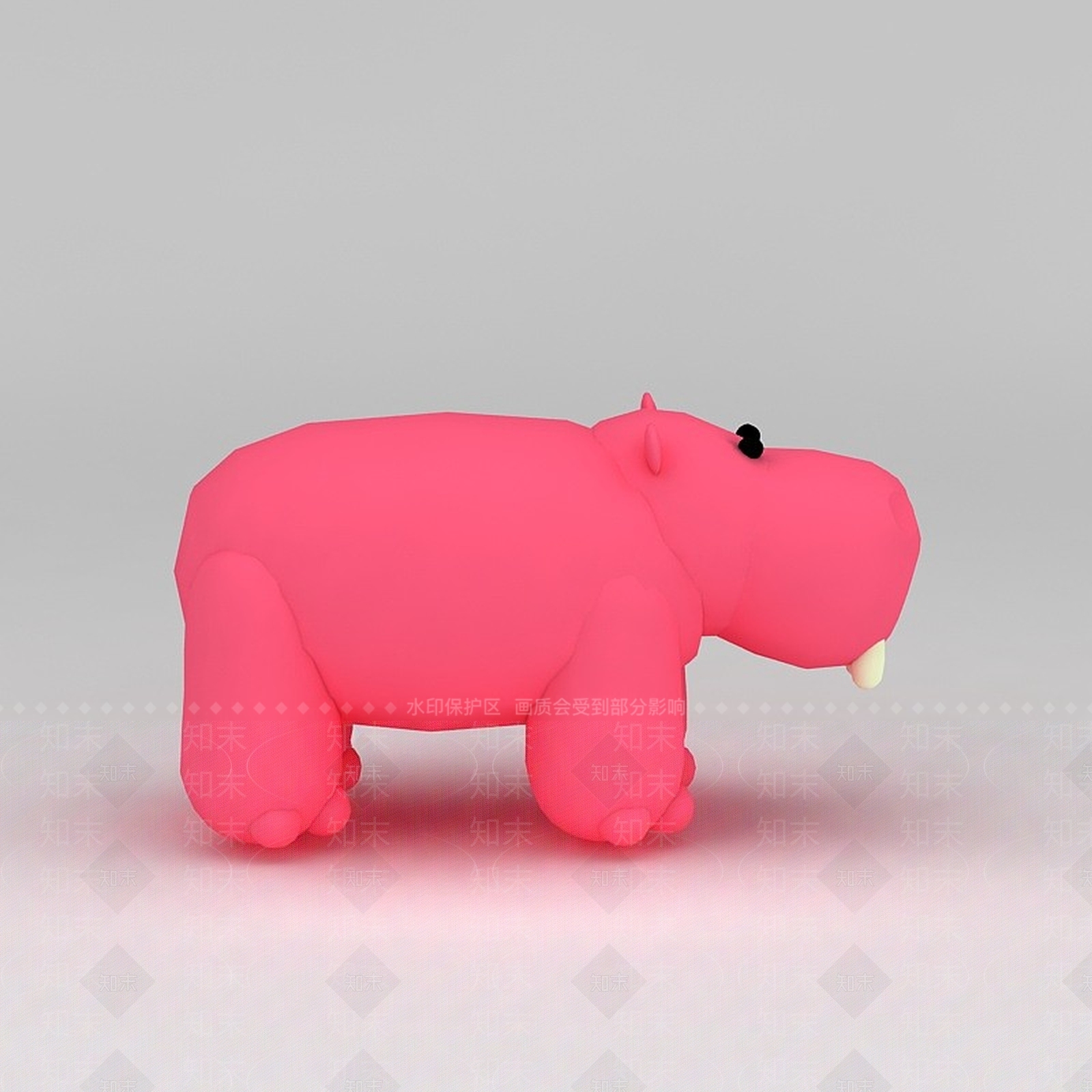 现代儿童玩具玩偶粉色小河马3D模型下载【ID:1188655057】