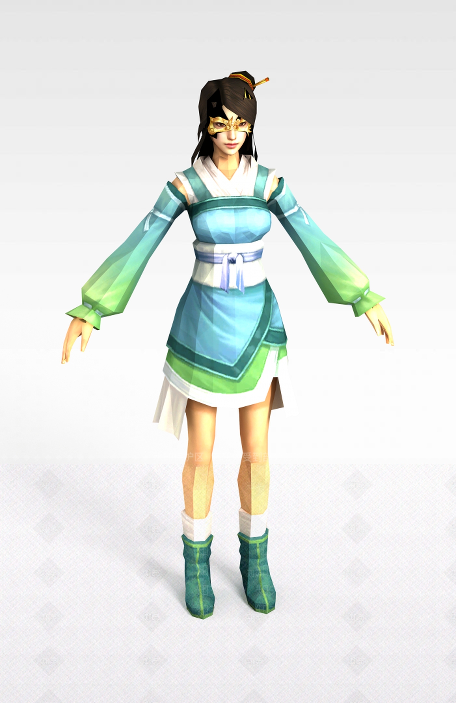 现代游戏赤壁动漫游戏人物女人3D模型下载【ID:1188655438】