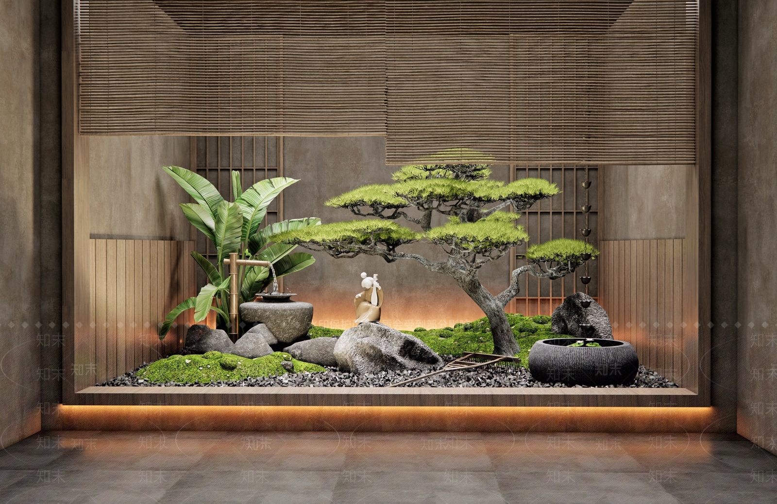日式新中式室内景观3D模型下载【ID:1188657420】