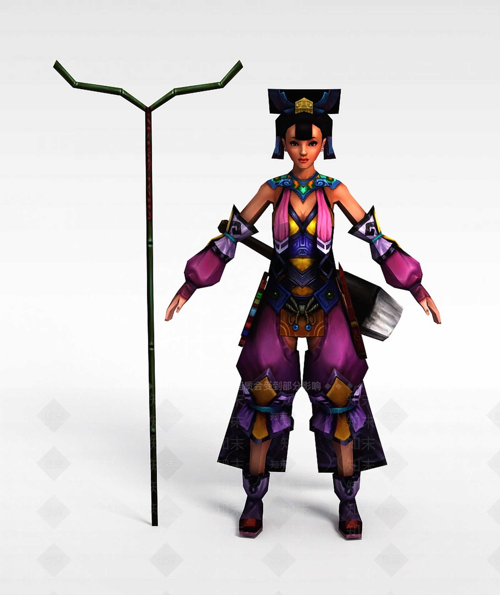 现代游戏赤壁动漫游戏人物女人3D模型下载【ID:1188657507】