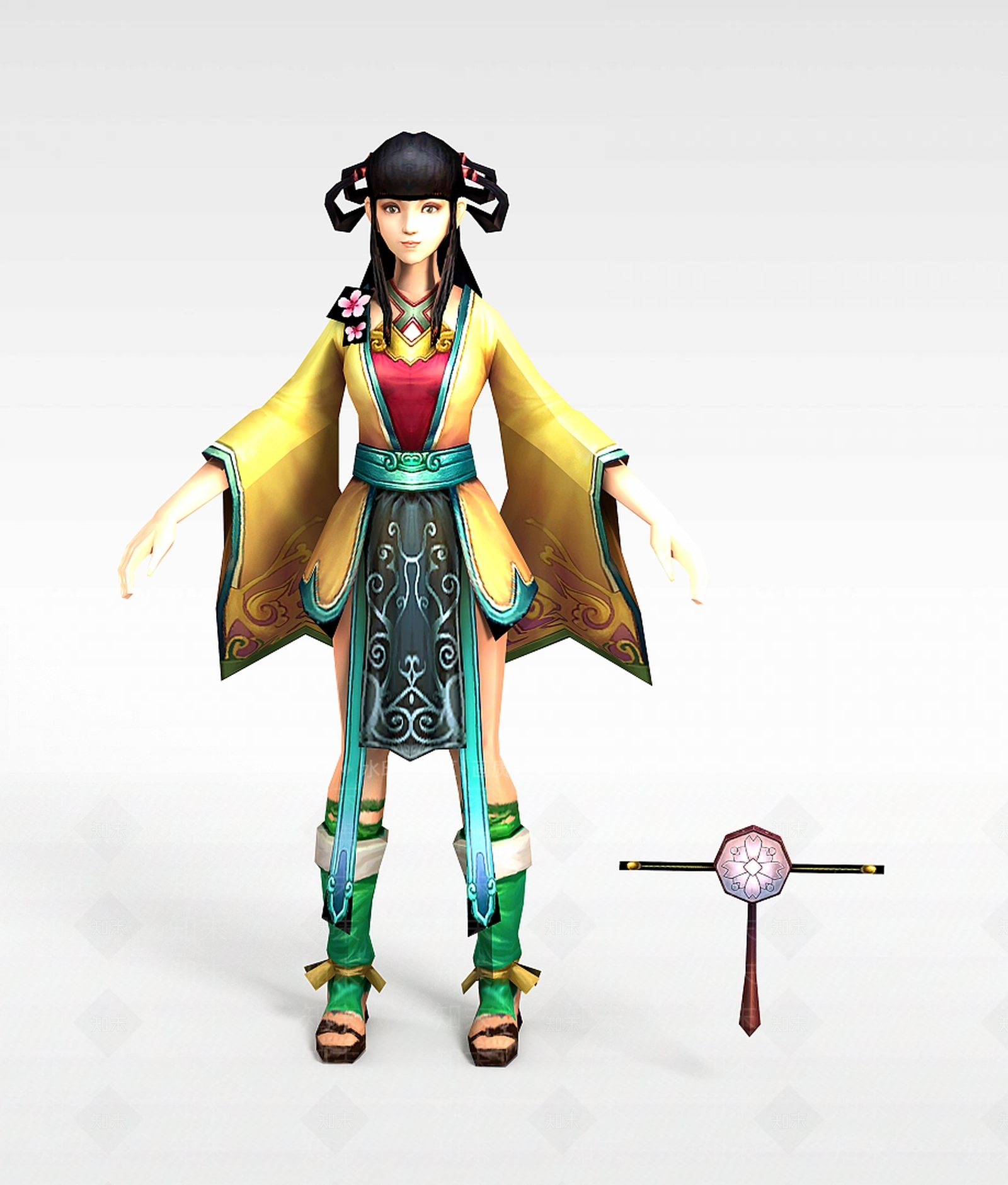 现代游戏赤壁动漫游戏人物女人3D模型下载【ID:1188657761】