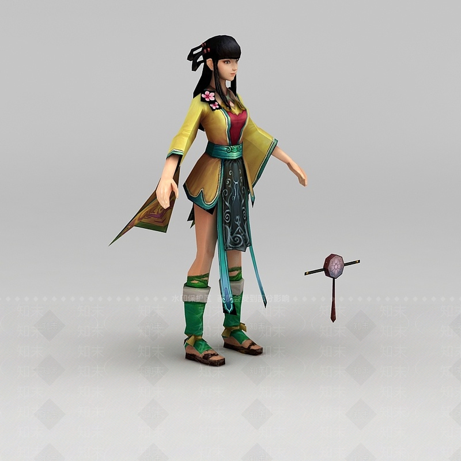 现代游戏赤壁动漫游戏人物女人3D模型下载【ID:1188657761】