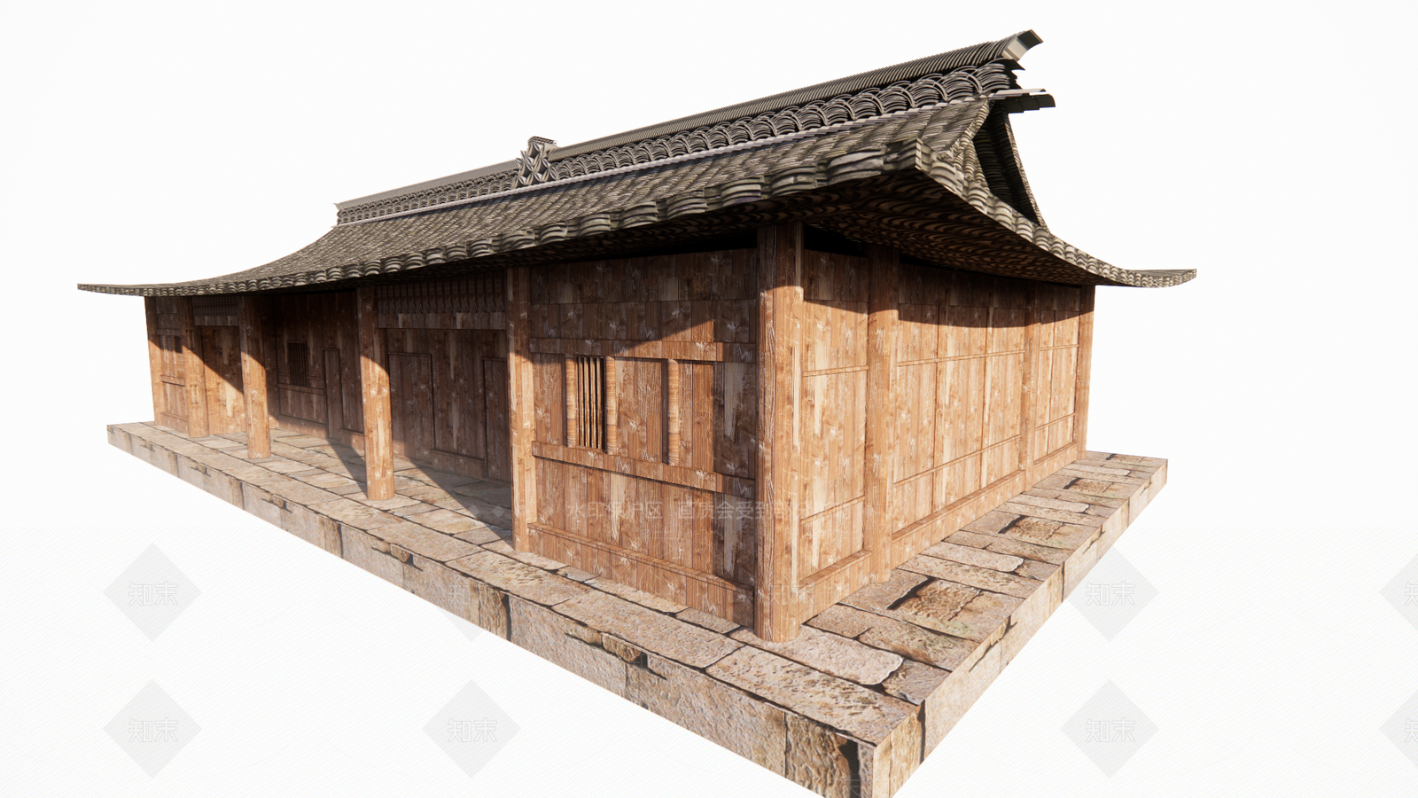 中古中式古建筑SU模型下载【ID:1188993857】