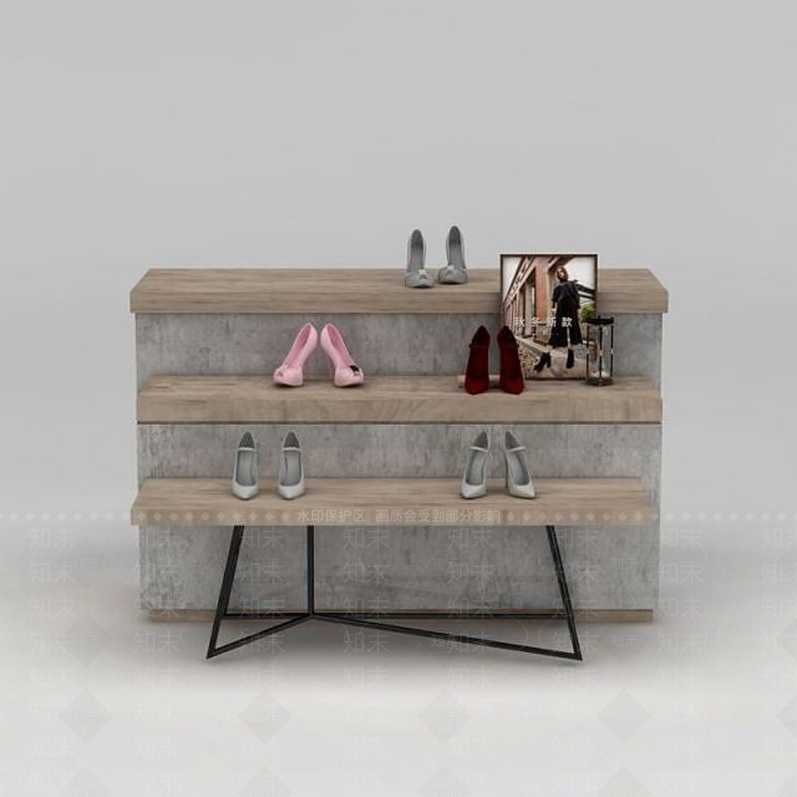 现代中岛台货架商展架3D模型下载【ID:1188658084】