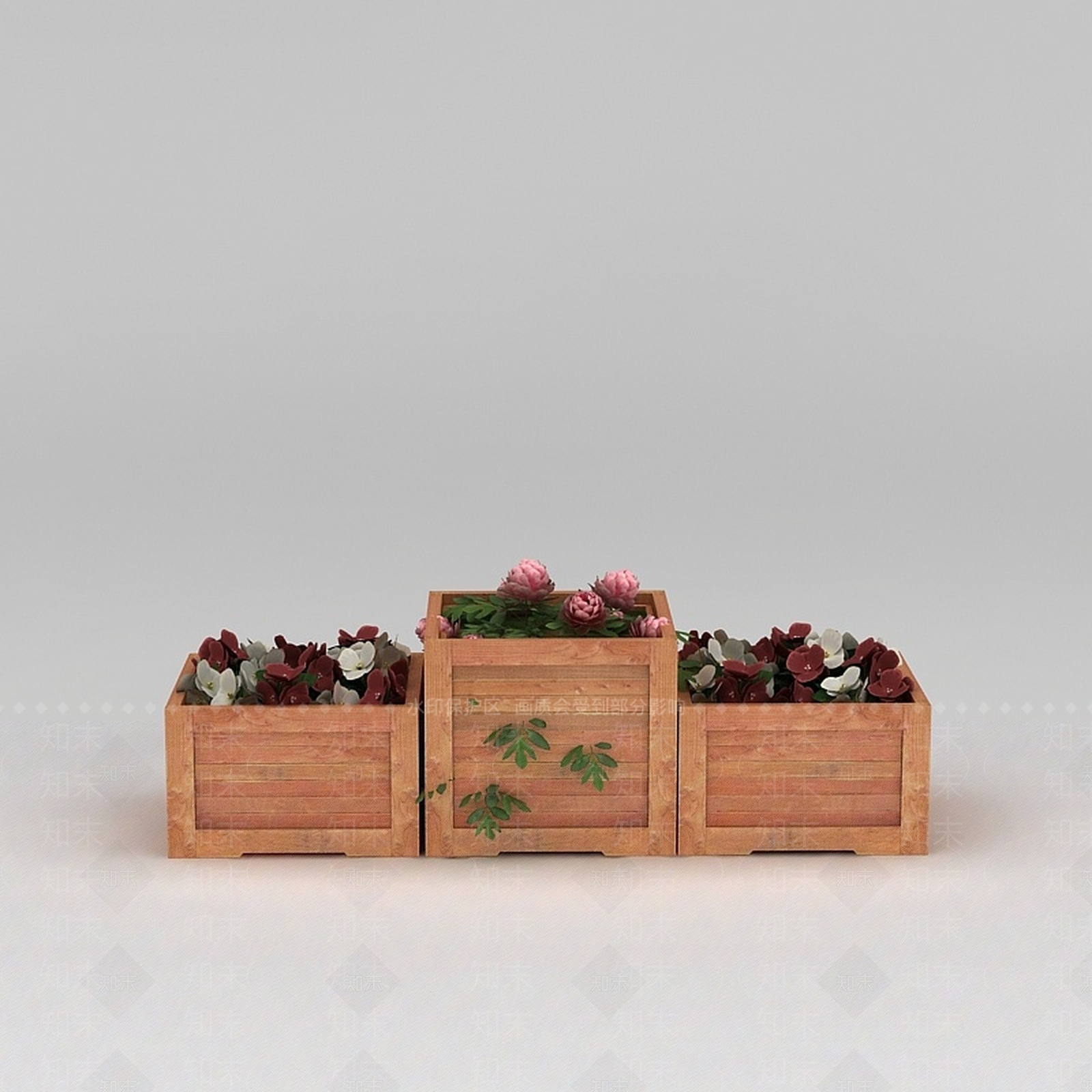 现代园林景观小品实木花坛花圃3D模型下载【ID:1188658263】