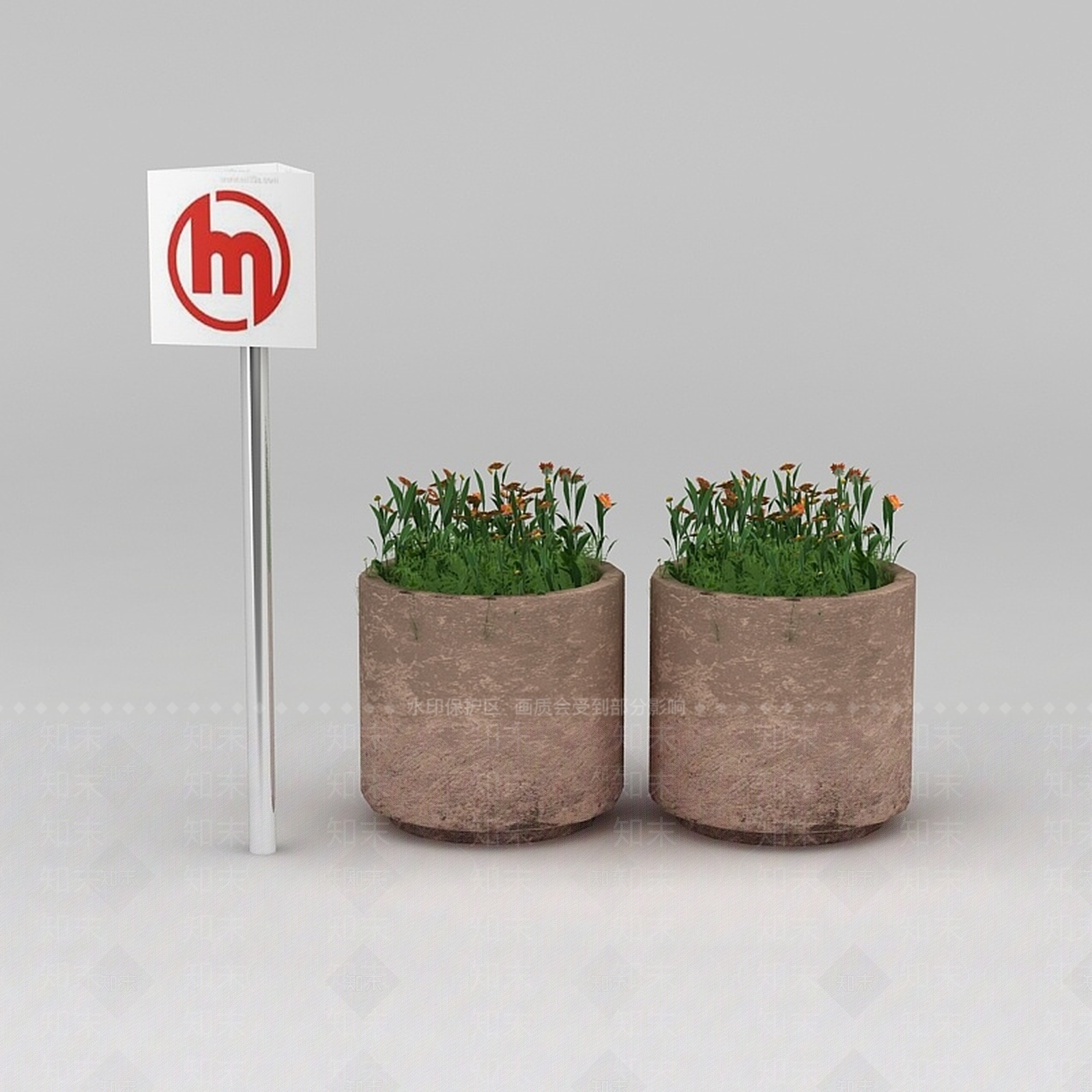 现代园林景观小品花坛3D模型下载【ID:1188658401】