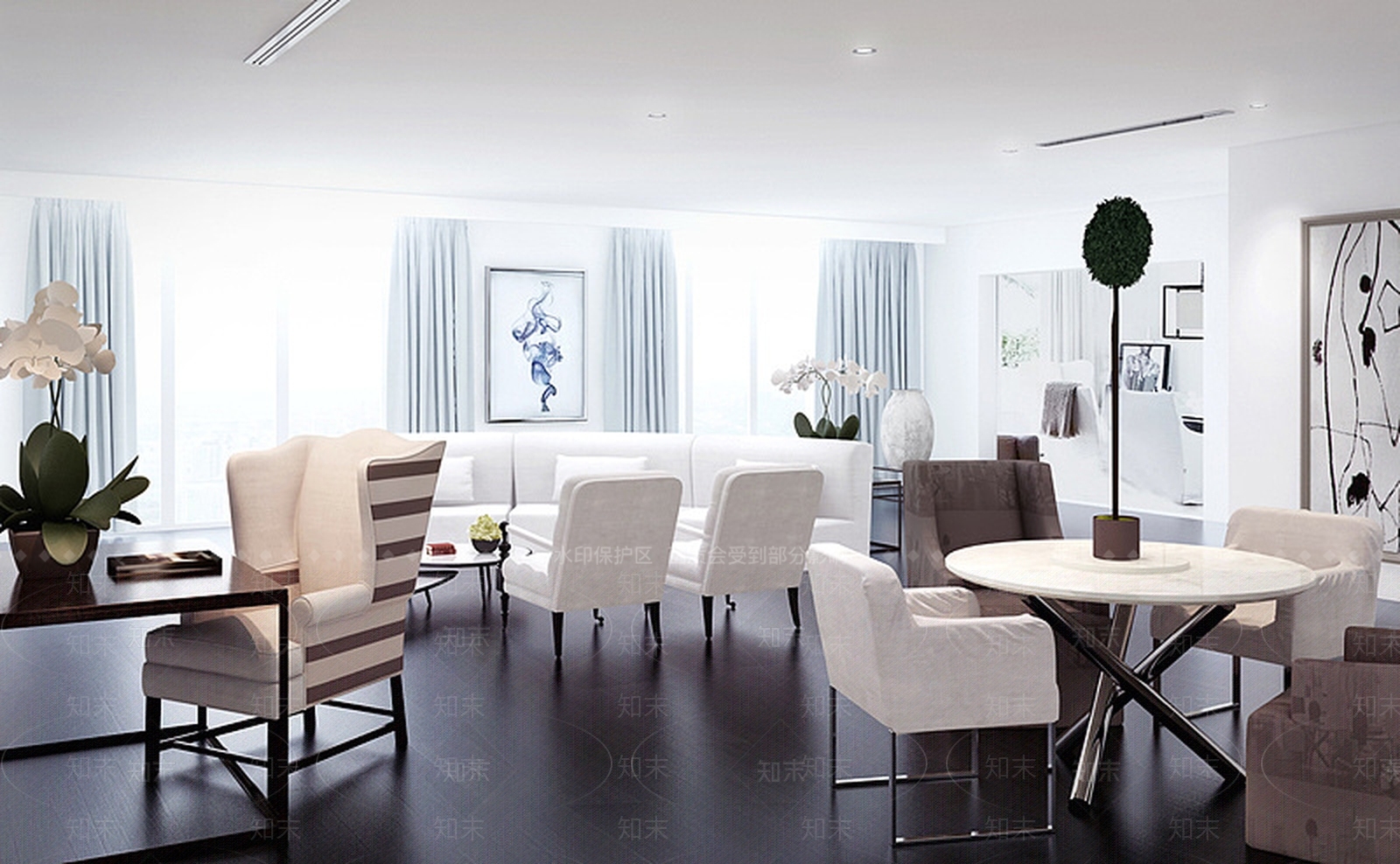 现代餐厅沙发椅子组合3D模型下载【ID:1188658650】