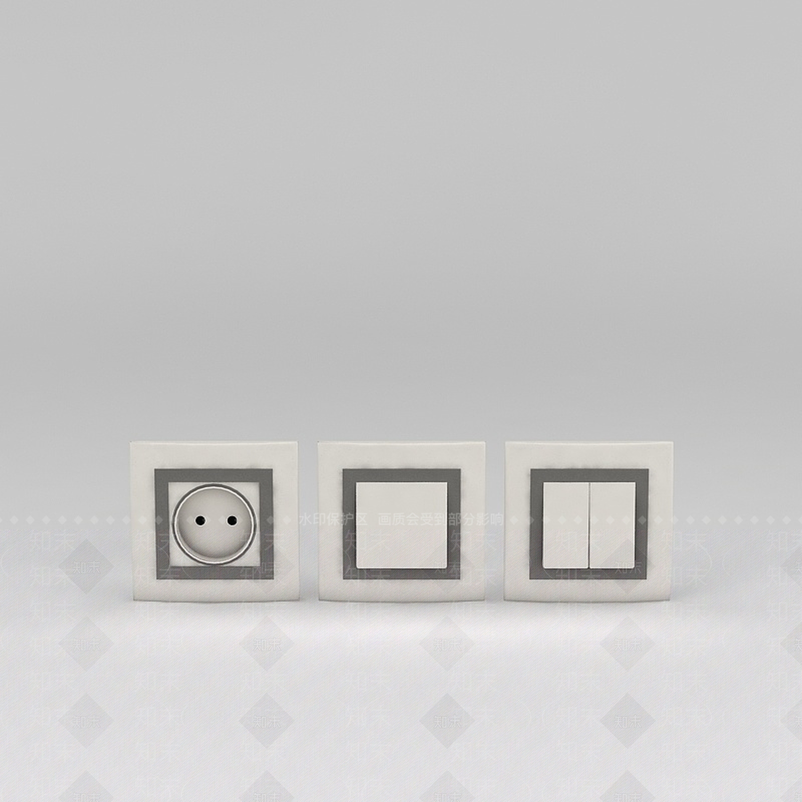 现代插座开关组合3D模型下载【ID:1188659137】