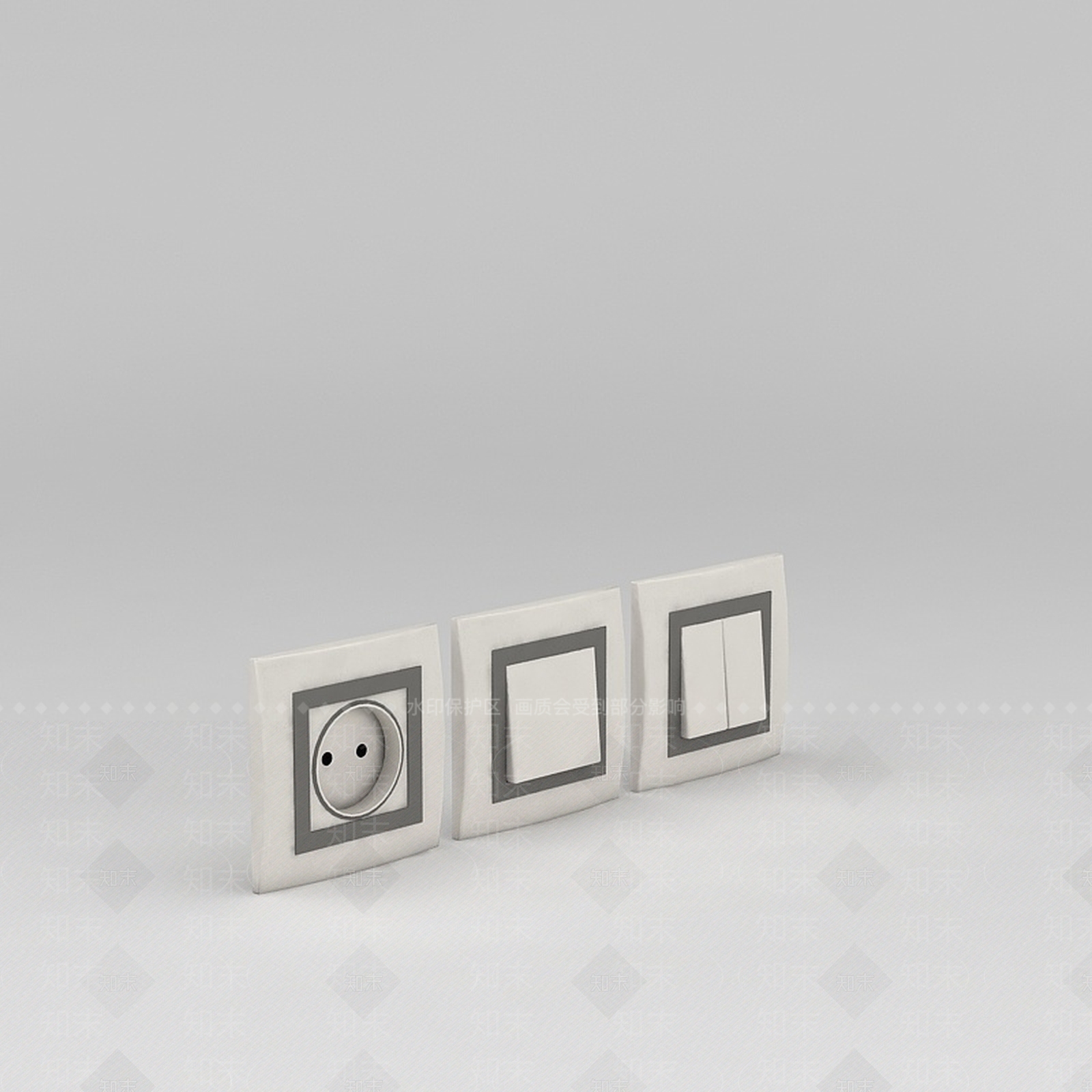 现代插座开关组合3D模型下载【ID:1188659137】