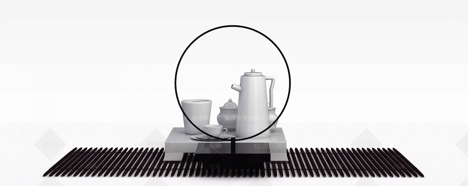 中式陶瓷茶具套装3D模型下载【ID:1188659236】