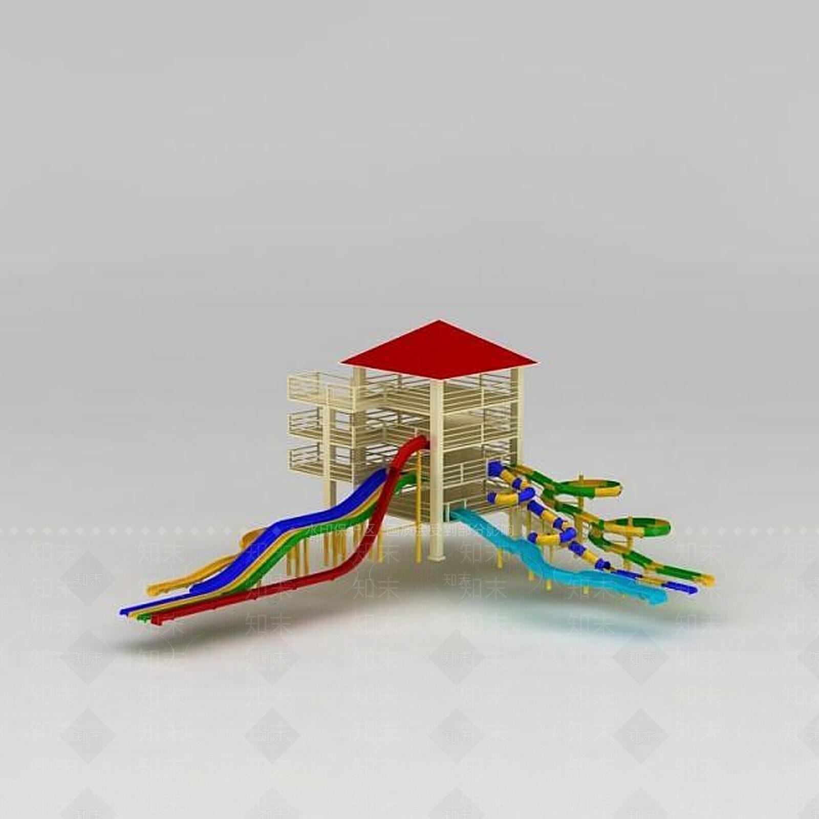 现代儿童乐园水上乐园3D模型下载【ID:1188660068】