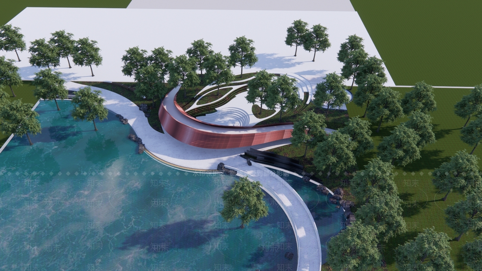 现代景观公园SU模型下载【ID:1188662340】