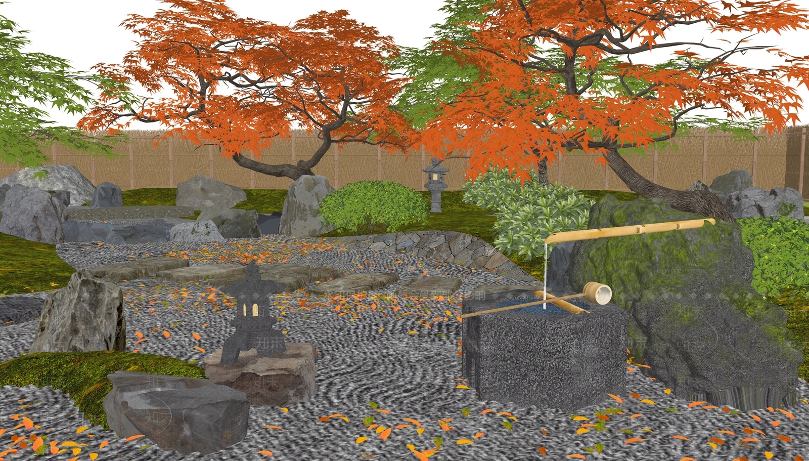 日式禅意乡村庭院SU模型下载【ID:1188662527】