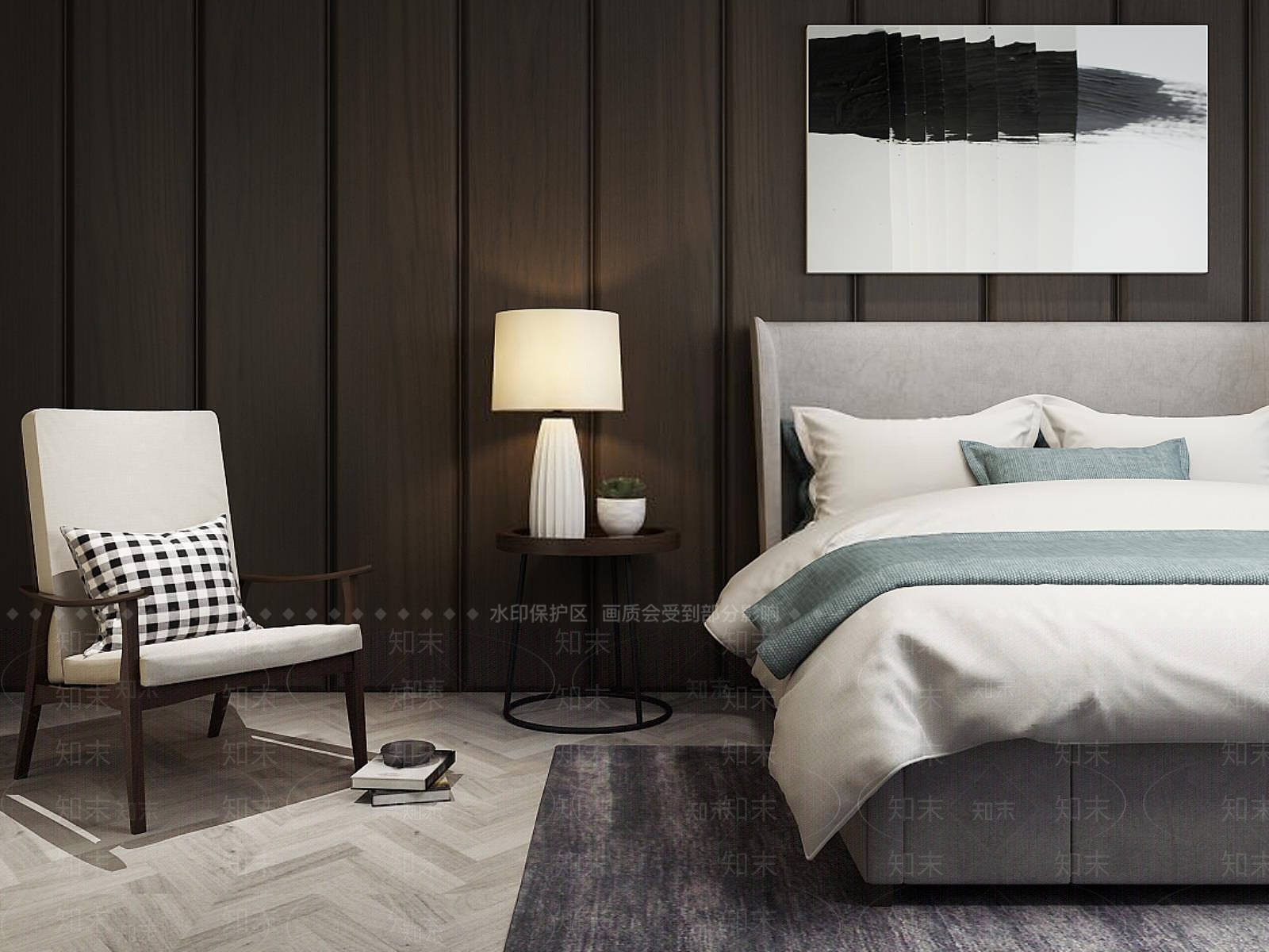 现代时尚简约卧室家具组合3D模型下载【ID:1188663222】