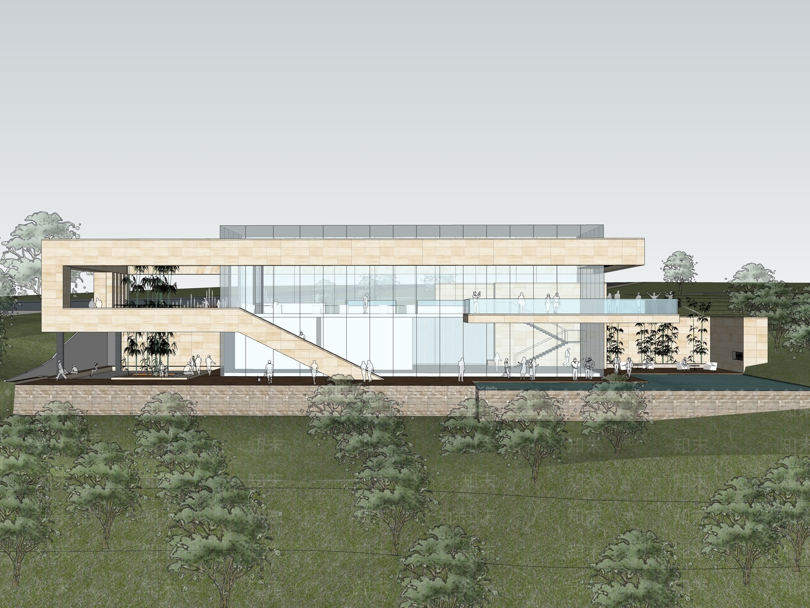现代简约售楼处建筑SU模型下载【ID:1188664473】