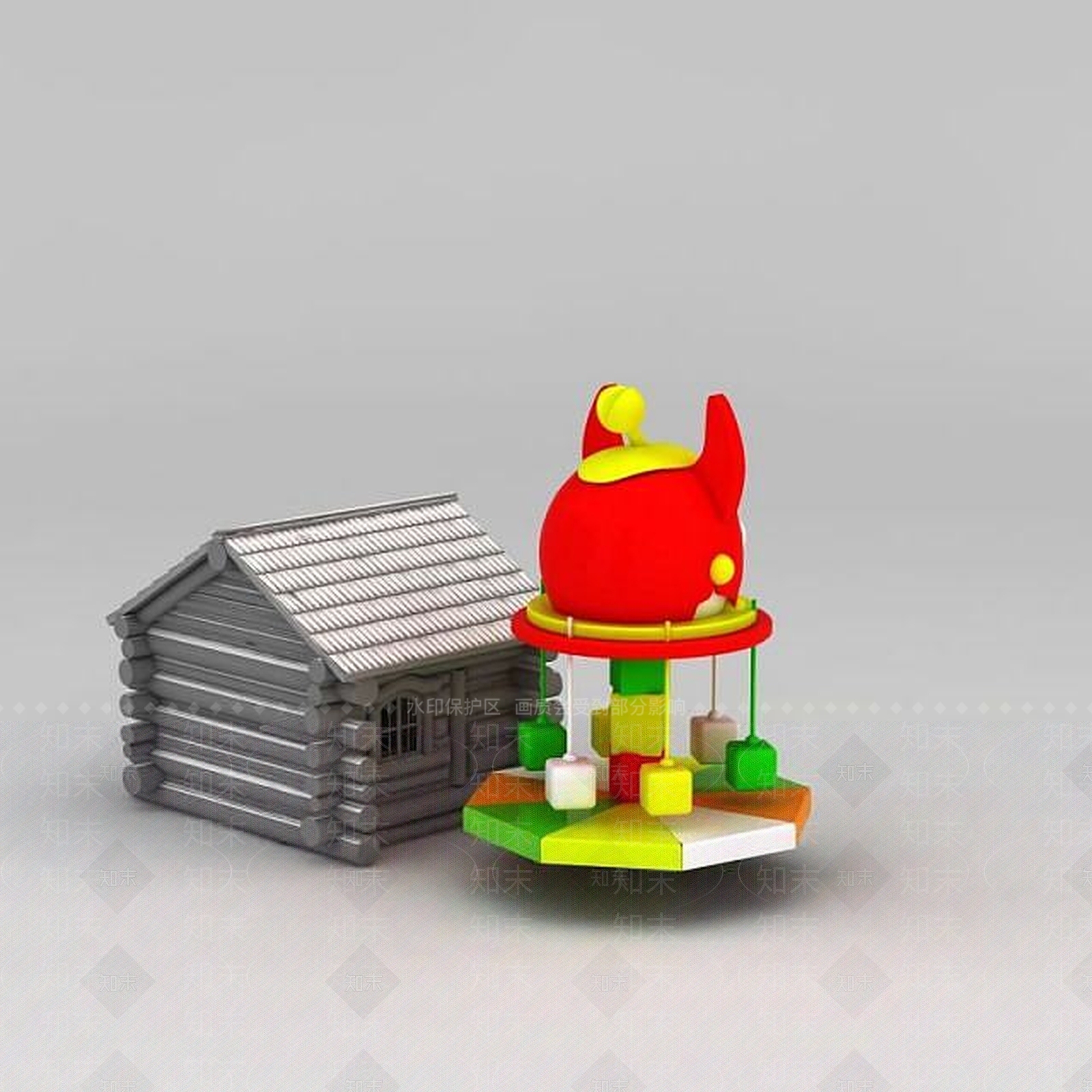 现代淘气堡电动儿童乐园雪景小屋3D模型下载【ID:1188665668】