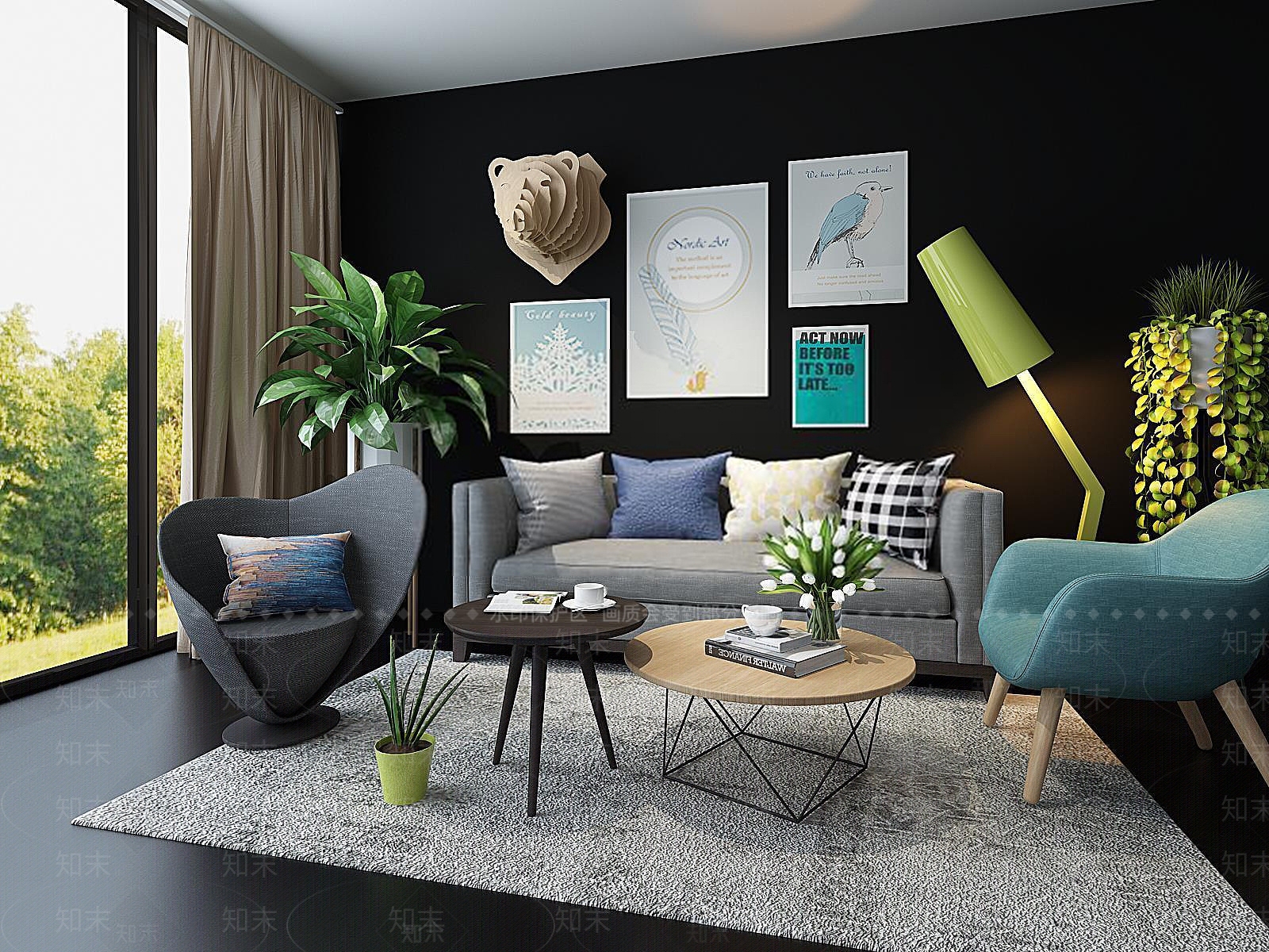 现代时尚客厅家具组合3D模型下载【ID:1188676280】