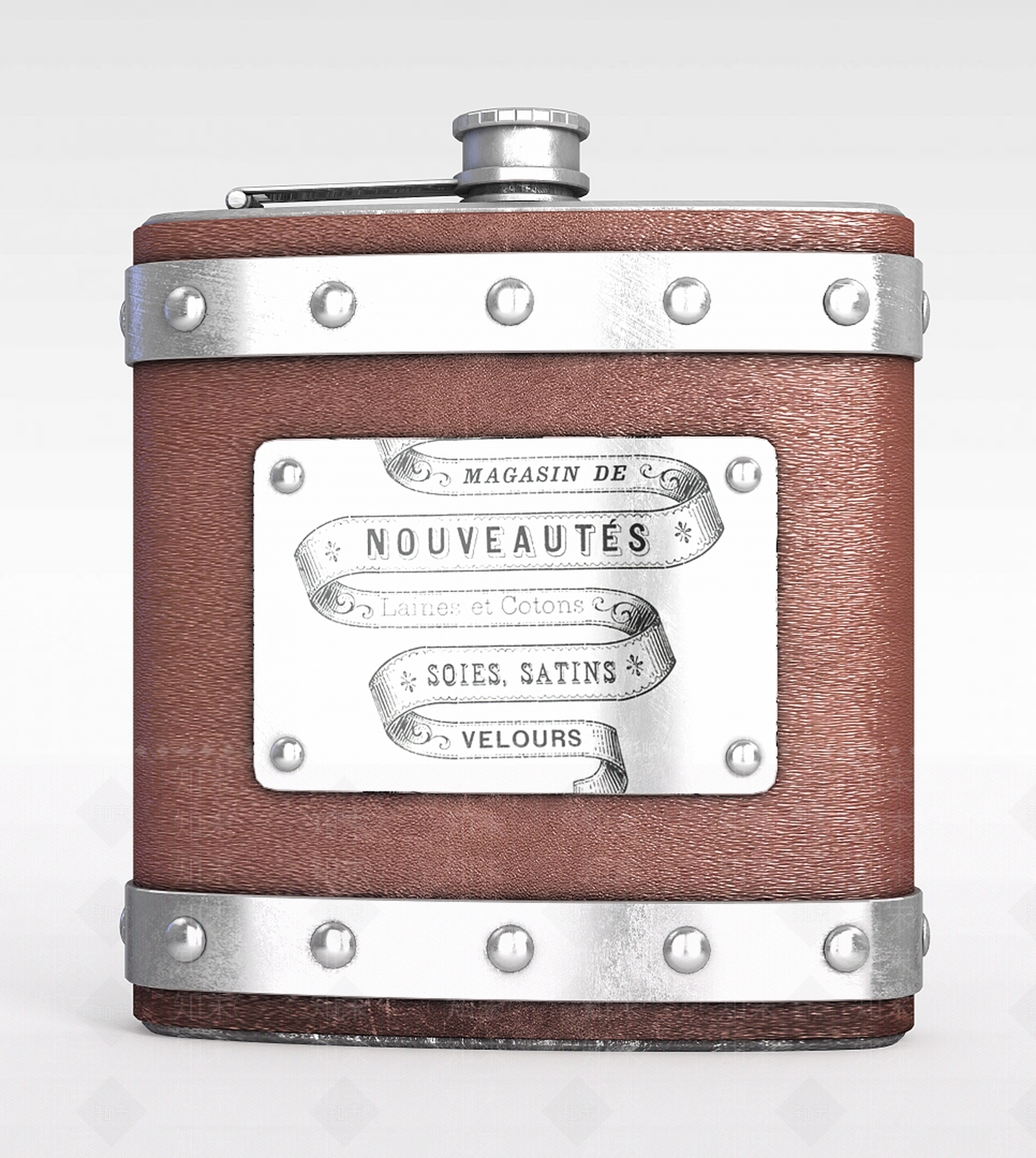 现代仿古随身金属酒瓶3D模型下载【ID:1188677488】