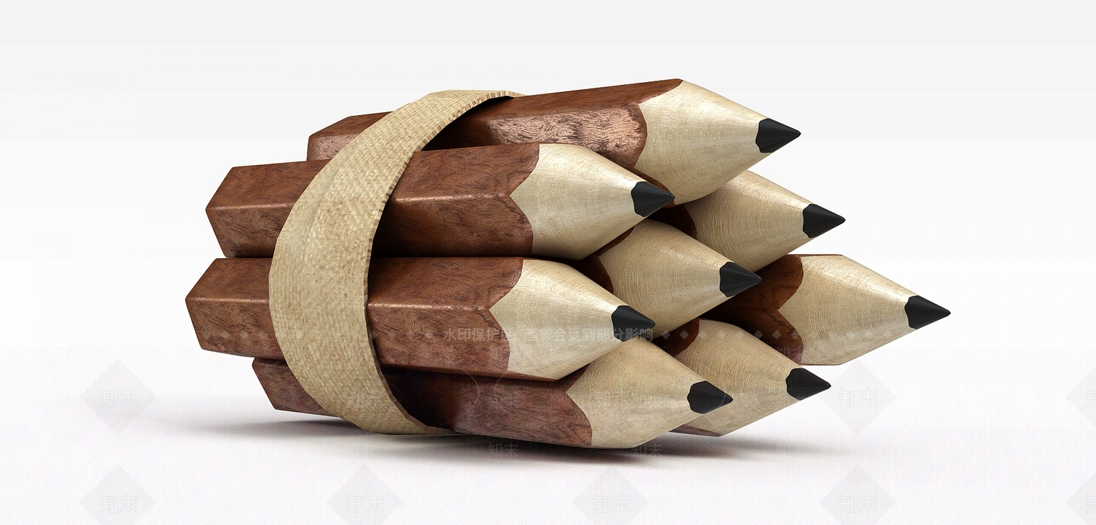 现代木质铅笔3D模型下载【ID:1188677533】