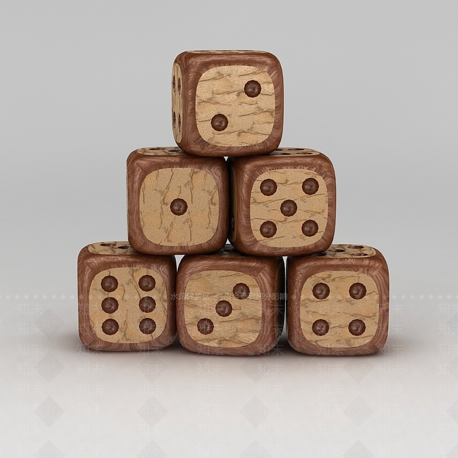 现代木头骰子3D模型下载【ID:1188677641】