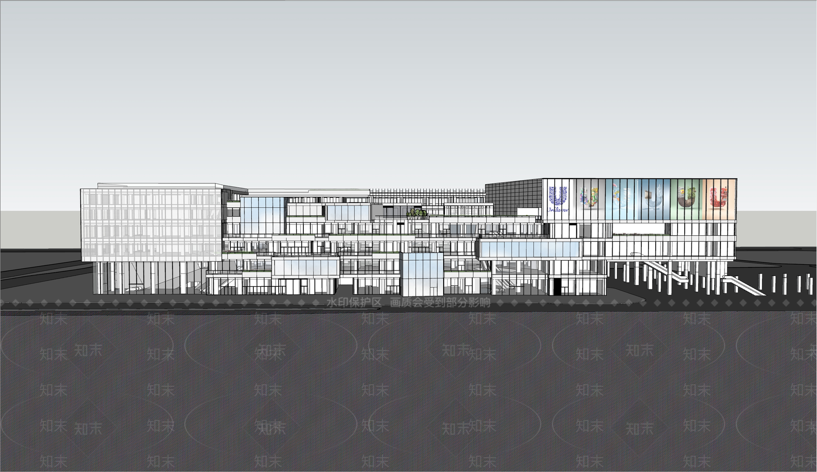 现代商场建筑SU模型下载【ID:1188677903】
