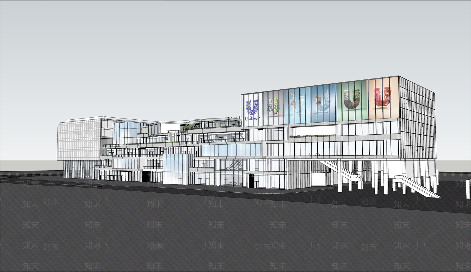 现代商场建筑SU模型下载【ID:1188677903】