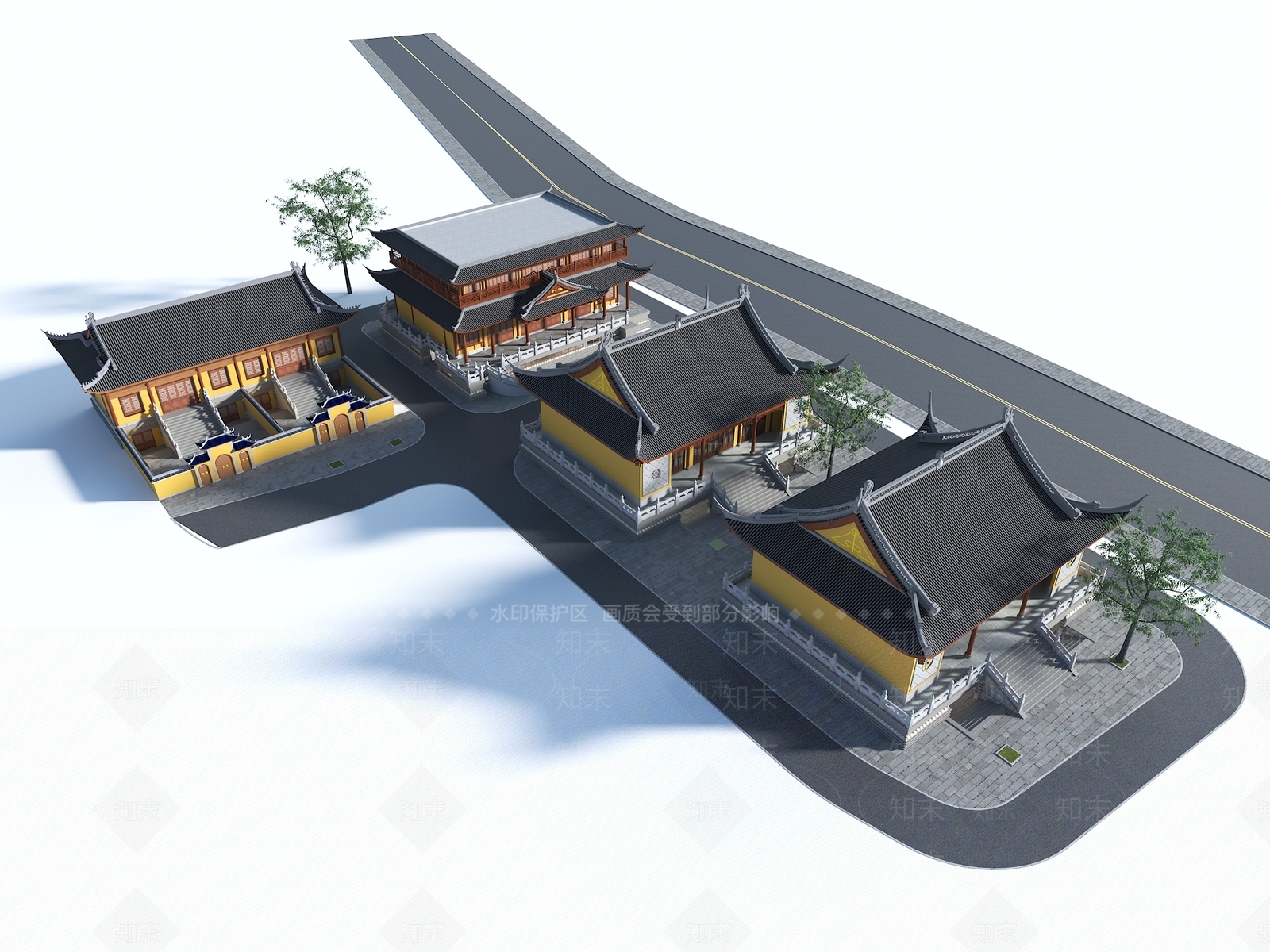 新中式中式古建筑SU模型下载【ID:1188678105】
