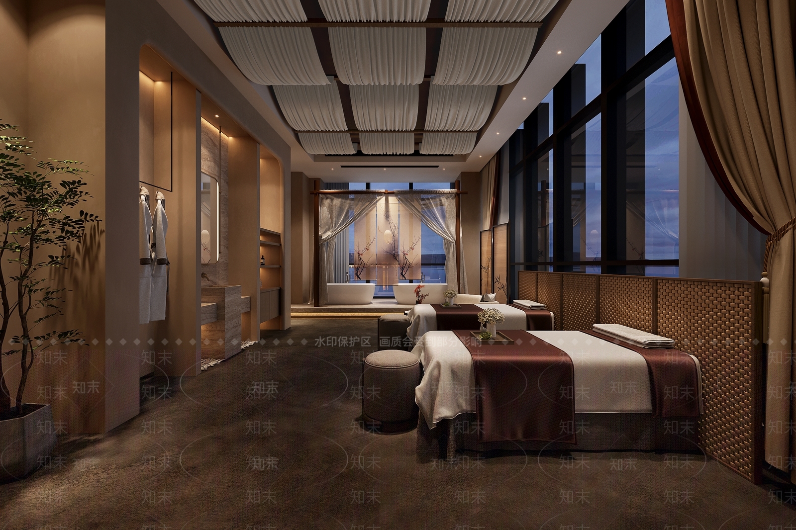 新中式侘寂足浴店3D模型下载【ID:1188678892】