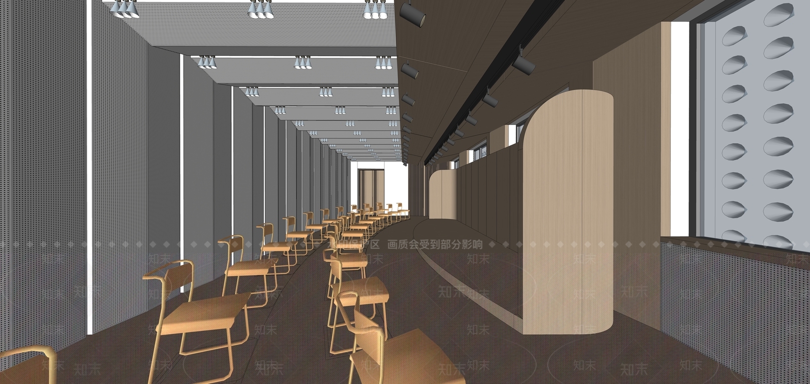 现代新中式其他学校空间SU模型下载【ID:1188678554】