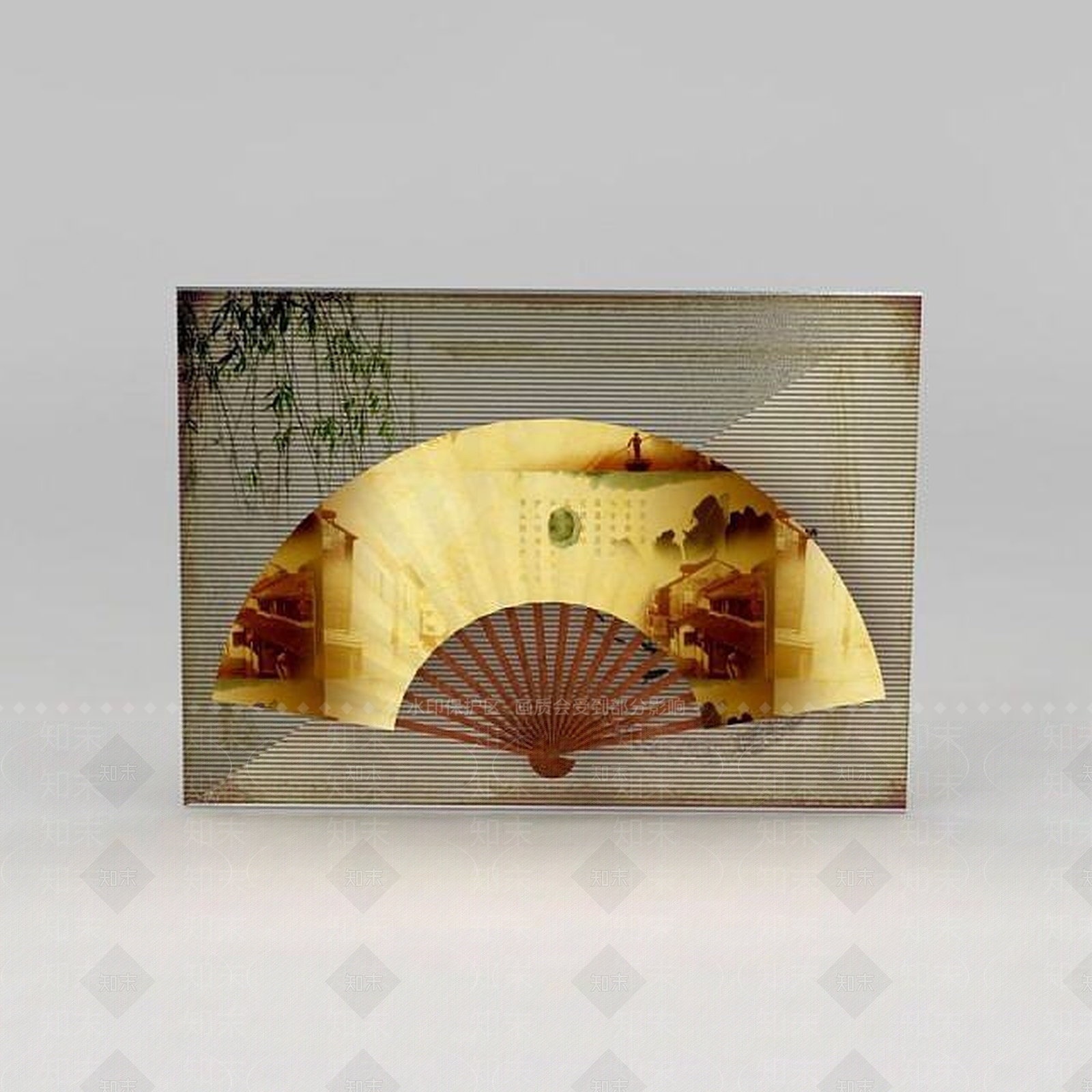 现代折扇背景墙3D模型下载【ID:1188678697】