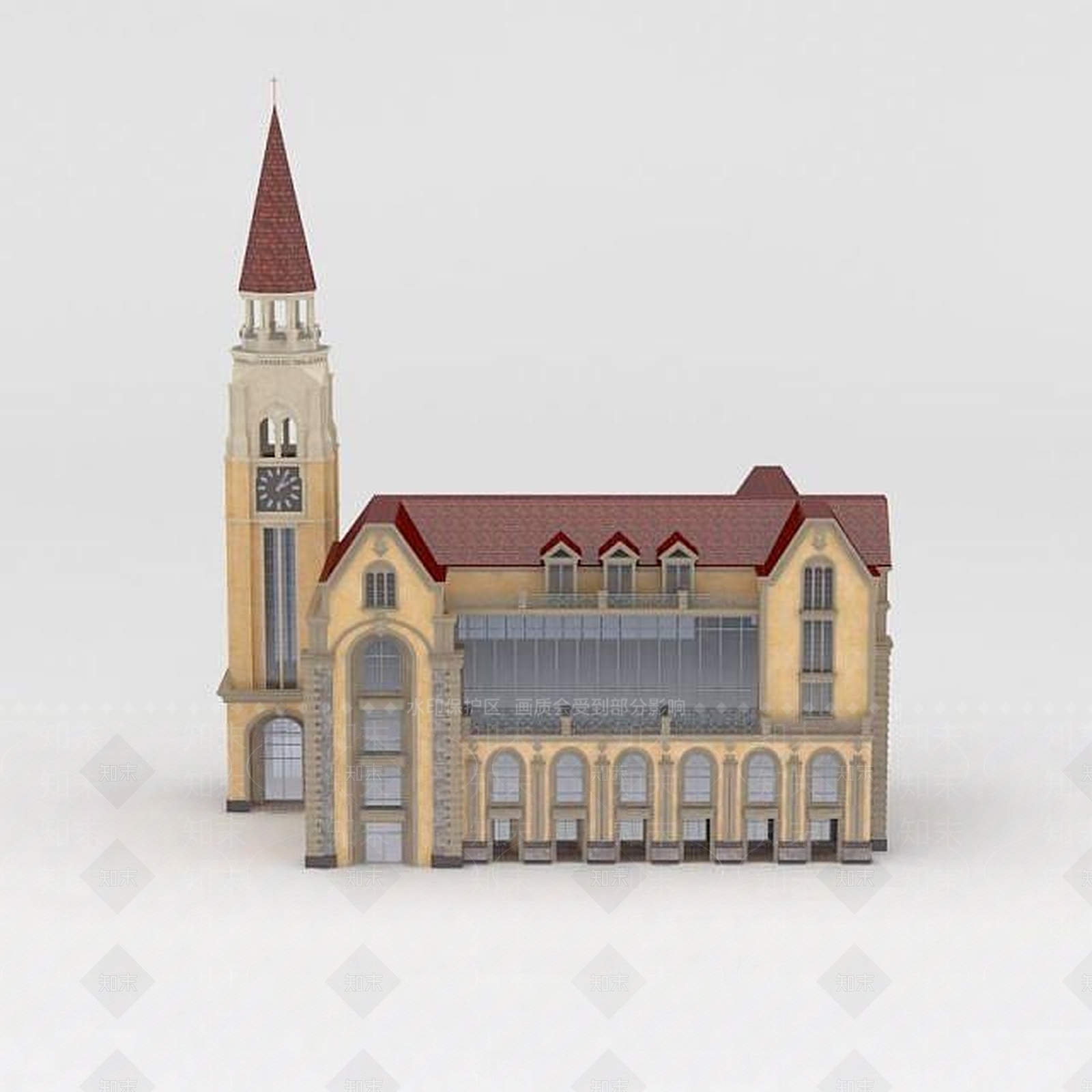 欧式古典欧式建筑3D模型下载【ID:1188679144】