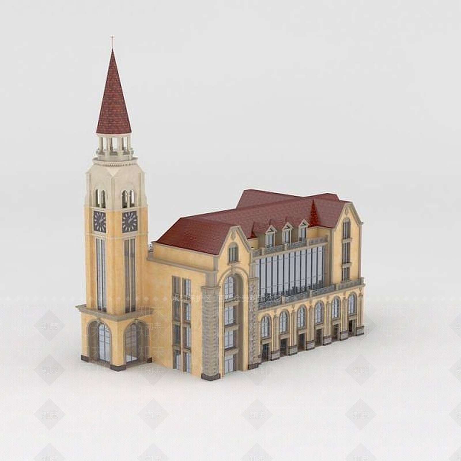 欧式古典欧式建筑3D模型下载【ID:1188679144】