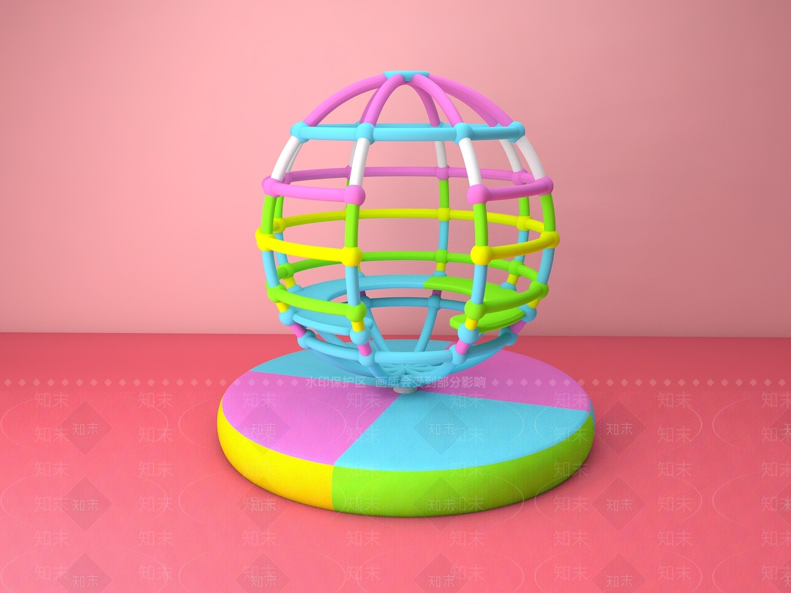 现代儿童游乐设备地球仪3D模型下载【ID:1188679754】