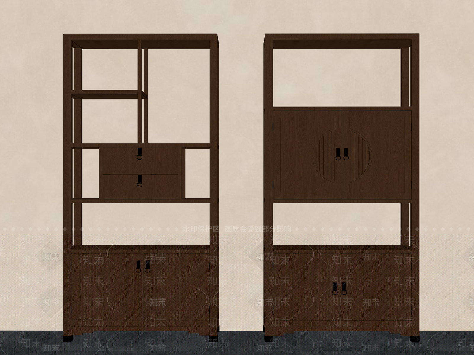 新中式书柜SU模型下载【ID:1188679828】