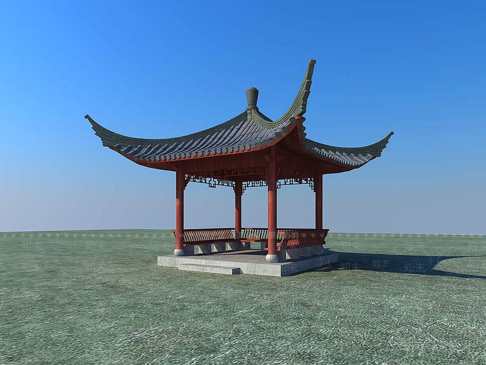 现代古建凉亭建筑3D模型下载【ID:1188680746】