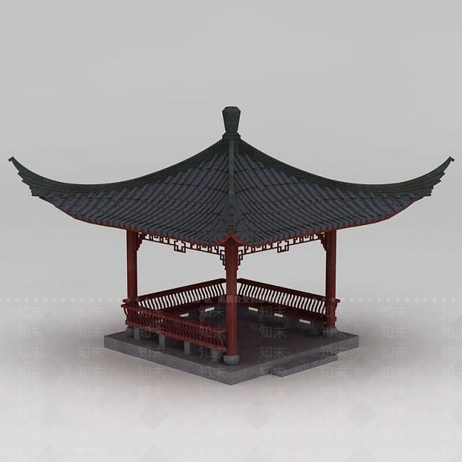 现代古建凉亭建筑3D模型下载【ID:1188680746】