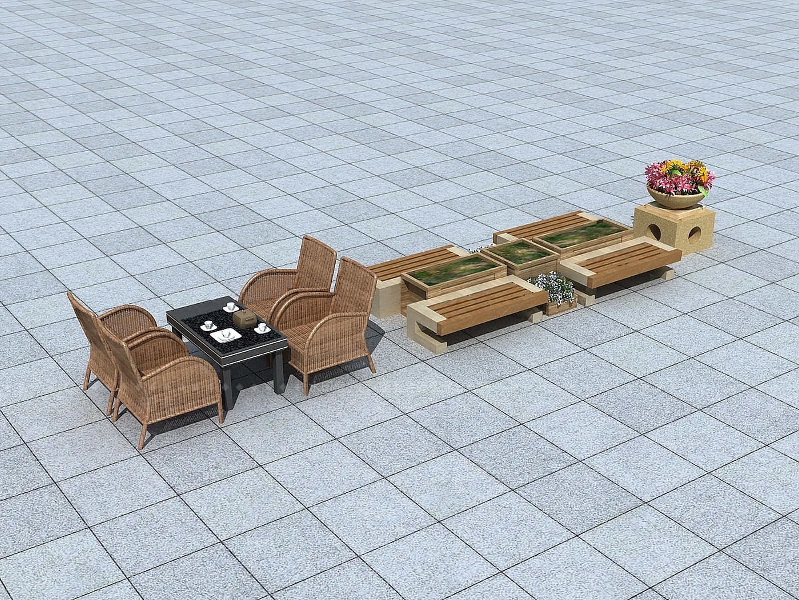 现代商业街小品3D模型下载【ID:1188680768】