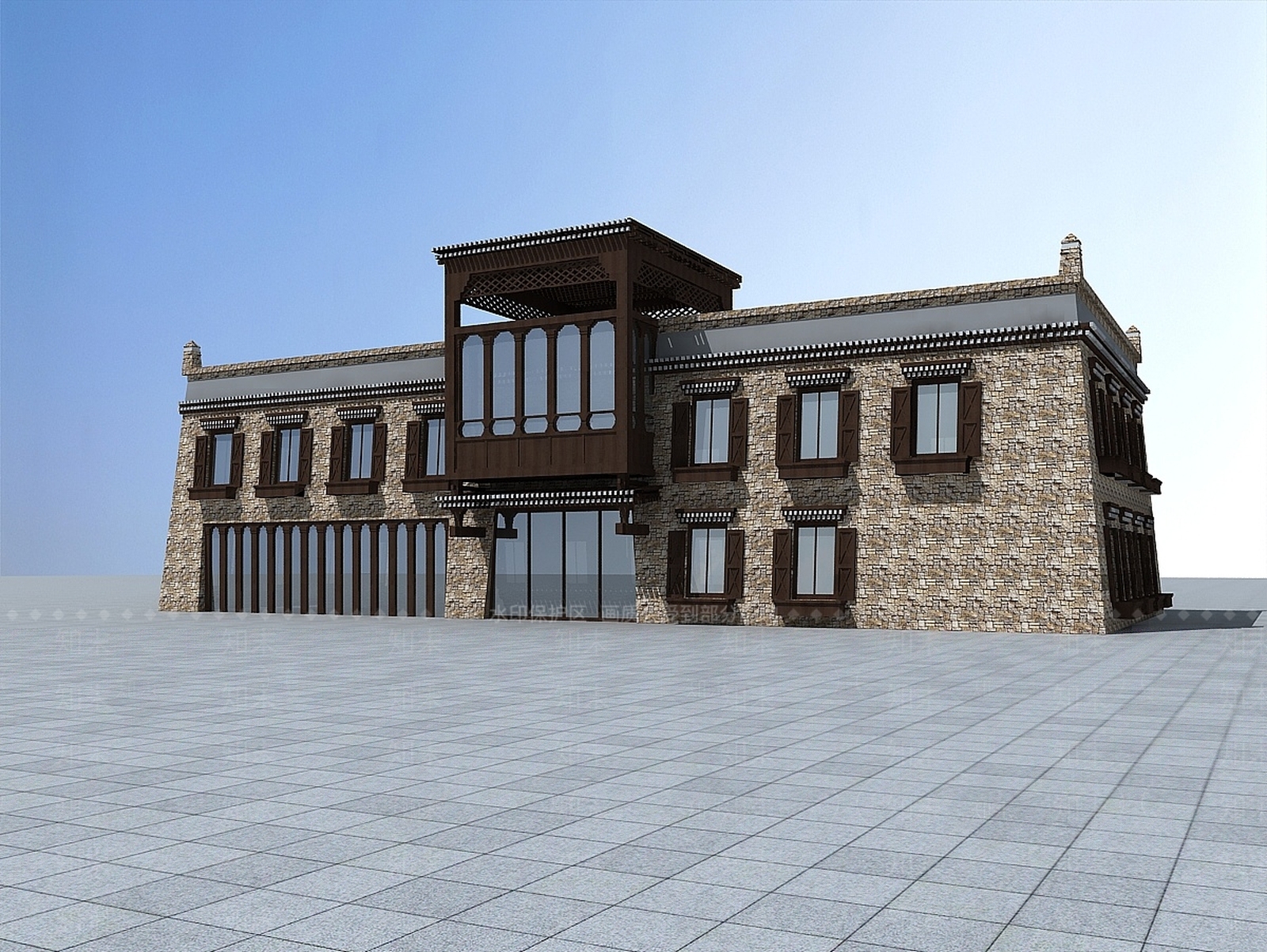 现代中国藏式风格酒店3D模型下载【ID:1188681338】