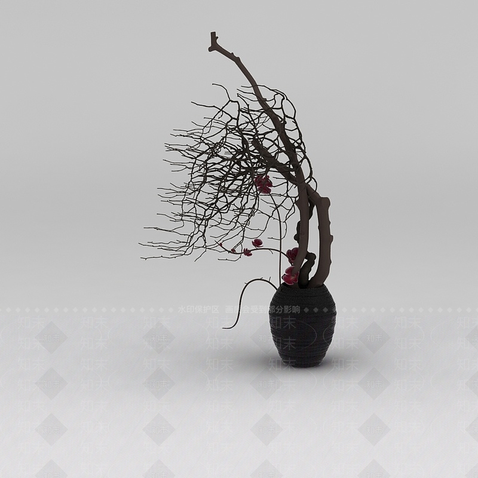 中式梅花花瓶摆件3D模型下载【ID:1188682161】