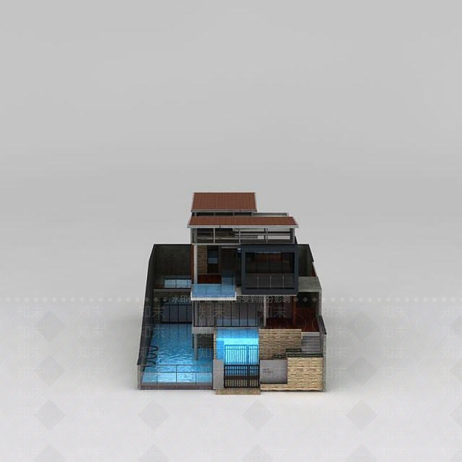 现代独栋别墅3D模型下载【ID:1188683034】