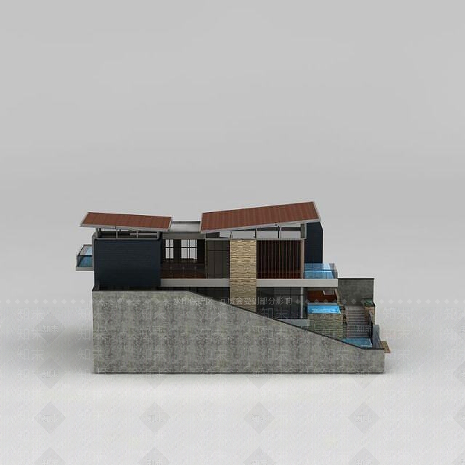 现代独栋别墅3D模型下载【ID:1188683034】