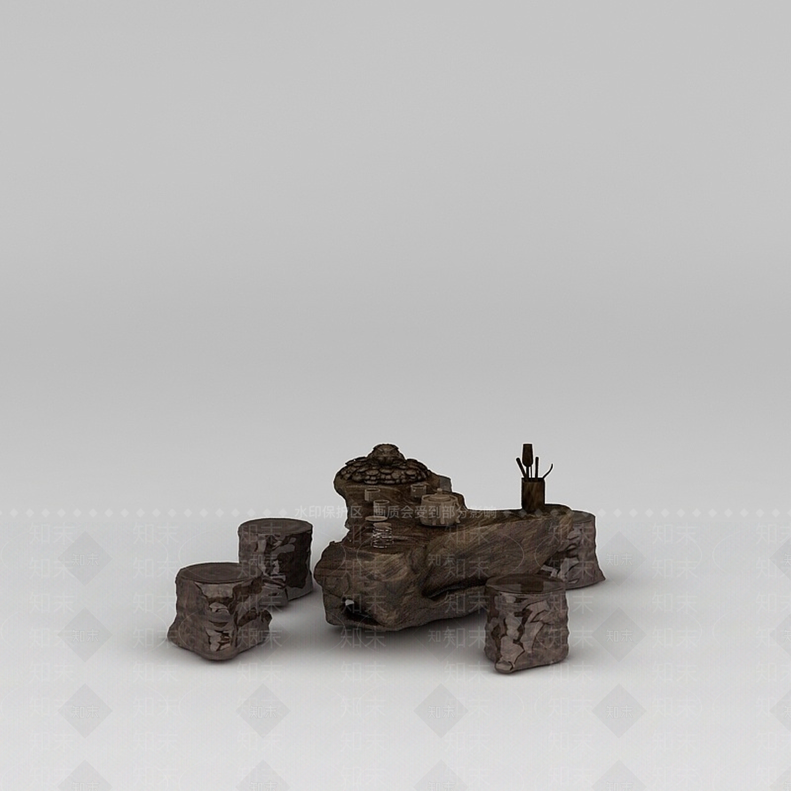 现代实木根雕茶几3D模型下载【ID:1188683739】