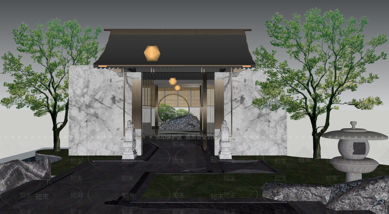 新中式中式亭子SU模型下载【ID:1188683941】