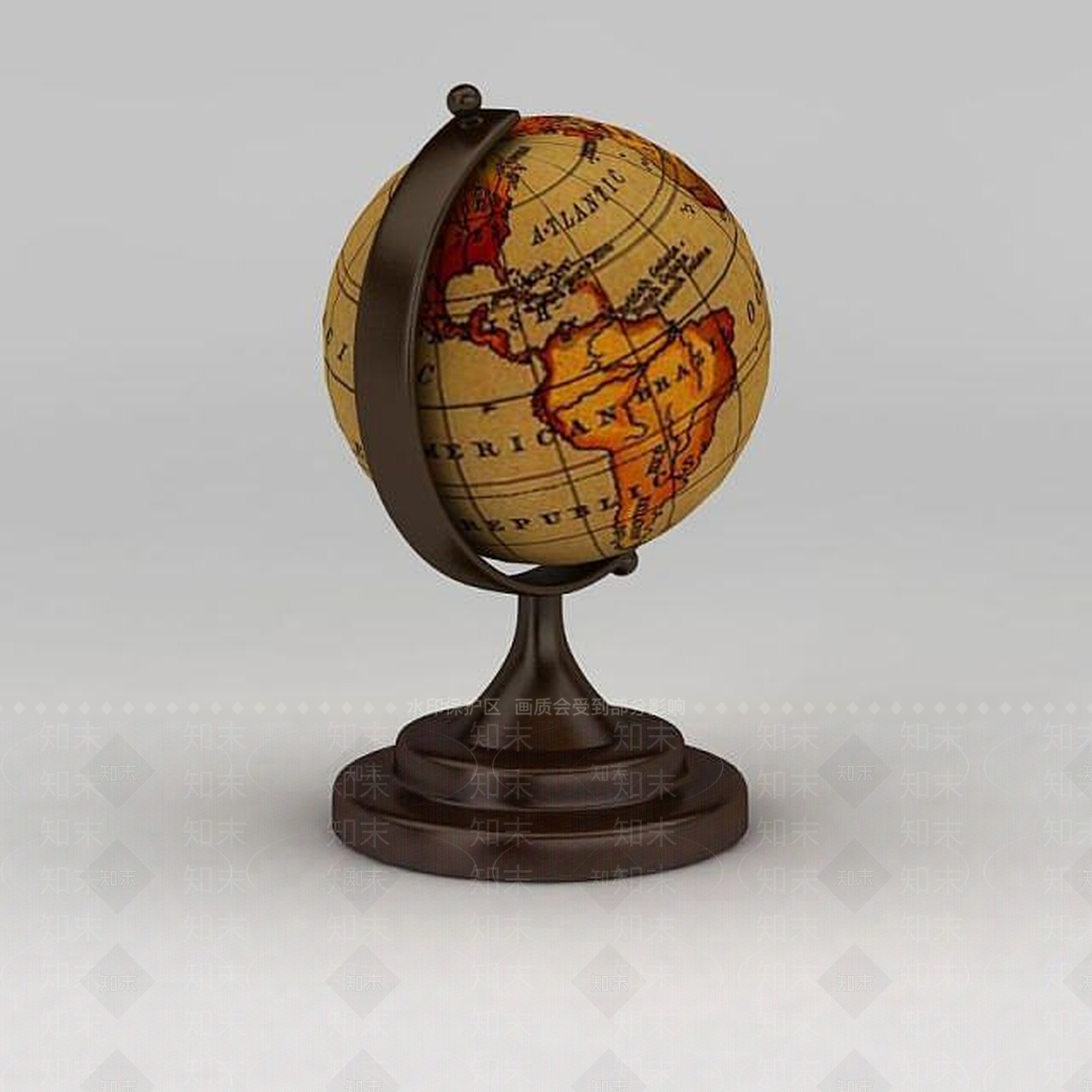 现代复古地球仪3D模型下载【ID:1188683814】